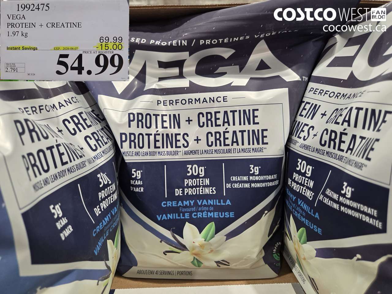 1992475 VEGA PROTEIN + CREATINE 1.97 KG ($15.00 INSTANT SAVINGS EXPIRES ON 2026-06-07) $54.99