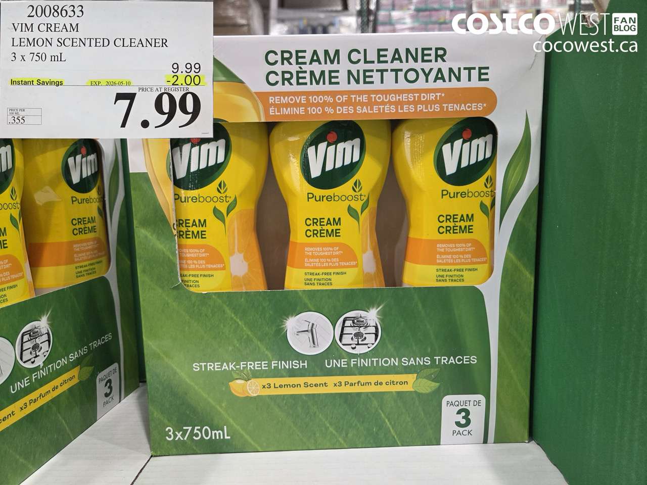 2008633 VIM CREAM LEMON SCENTED CLEANER 3 X 750 ML ($2.00 INSTANT SAVINGS EXPIRES ON 2026-05-10) $7.99
