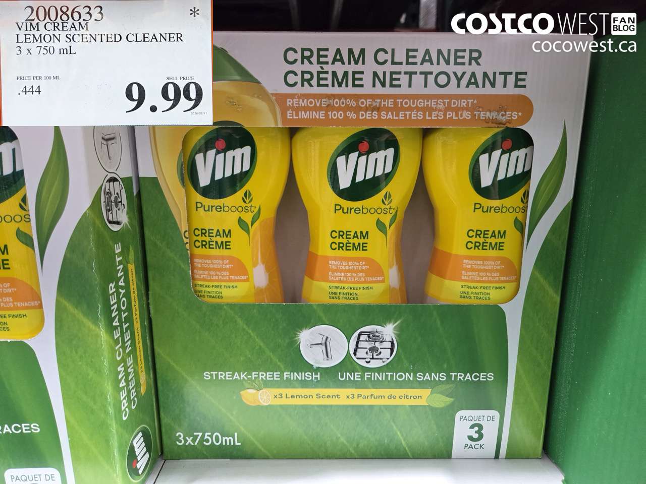 2008633 VIM CREAM LEMON SCENTED CLEANER 3 X 750 ML $9.99