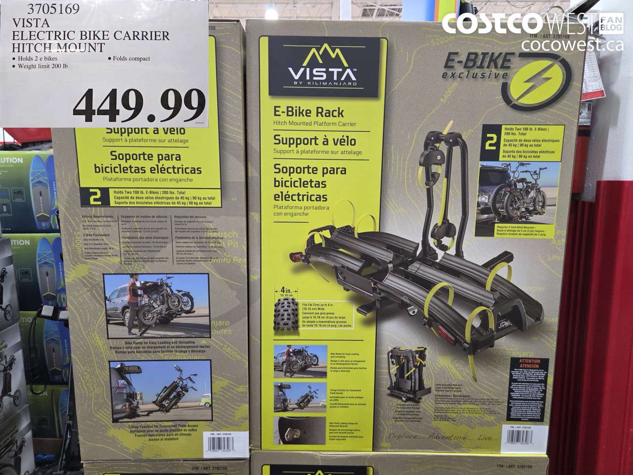 3705169 VISTA ELECTRIC BIKE CARRIER HITCH MOUNT $449.99