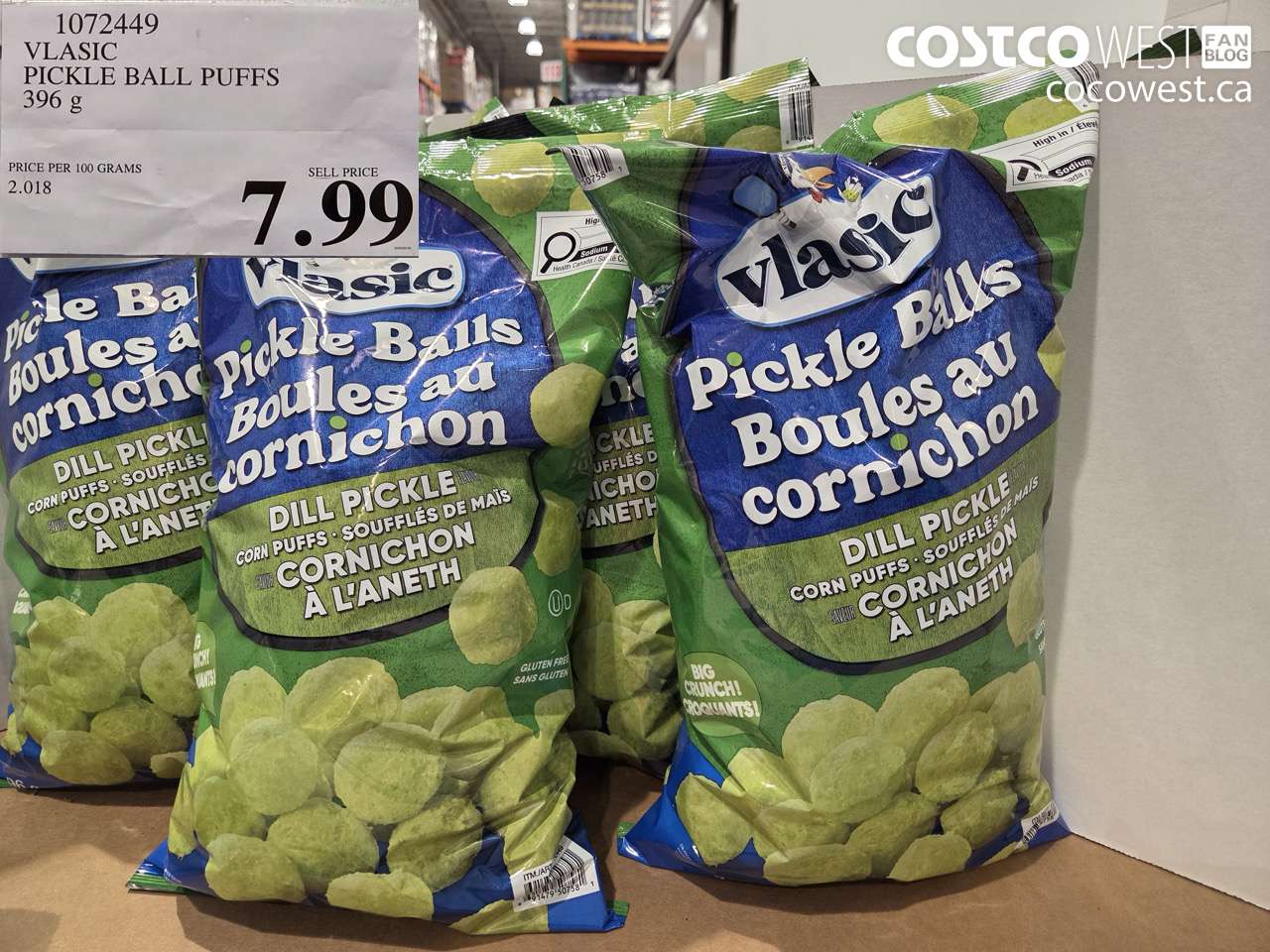 1072449 VLASIC PICKLE BALL PUFFS 396 G $7.99