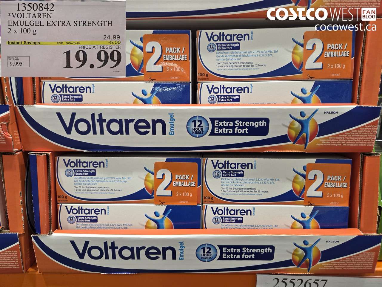 1350842 VOLTAREN EMULGEL EXTRA STRENGTH 2 X 100 G ($5.00 INSTANT SAVINGS EXPIRES ON 2026-05-10) $19.99