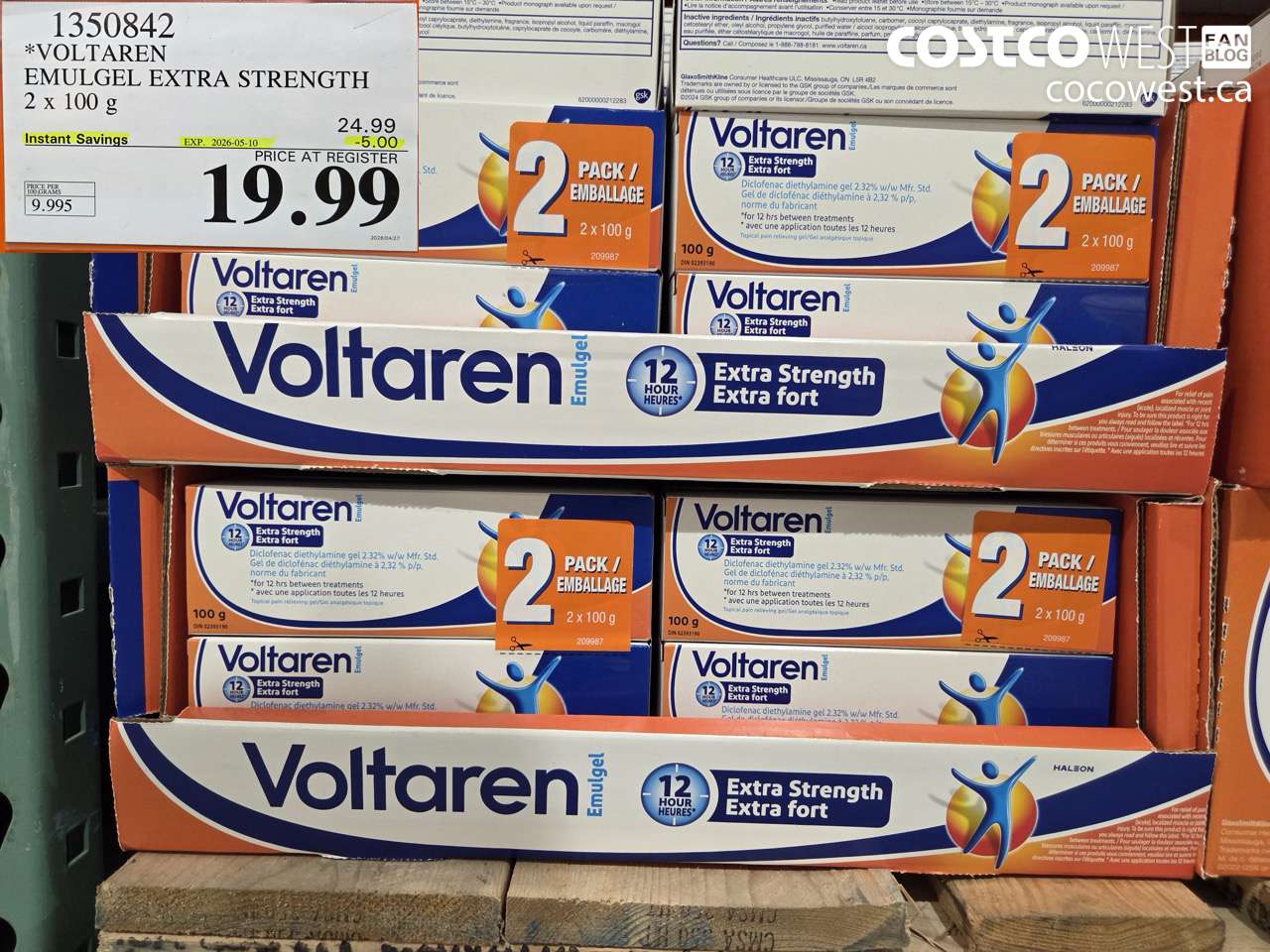 1350842 VOLTAREN EMULGEL EXTRA STRENGTH 2 x 100 g ($5.00 INSTANT SAVINGS EXPIRES ON 2026-05-10) $19.99