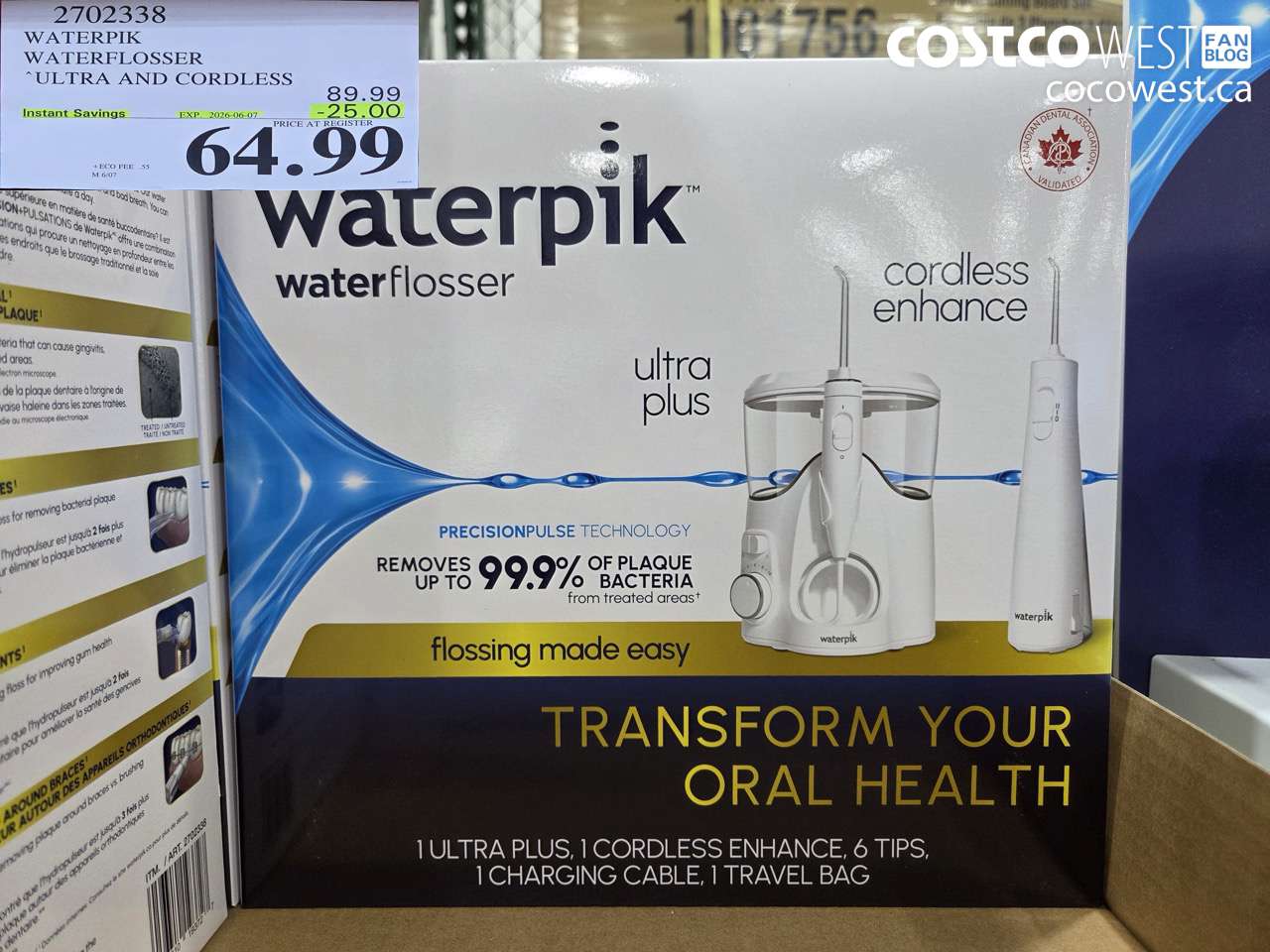 2702338 WATERPIK WATERFLOSSER ULTRA AND CORDLESS ($25.00 INSTANT SAVINGS EXPIRES ON 2026-06-07) $64.99