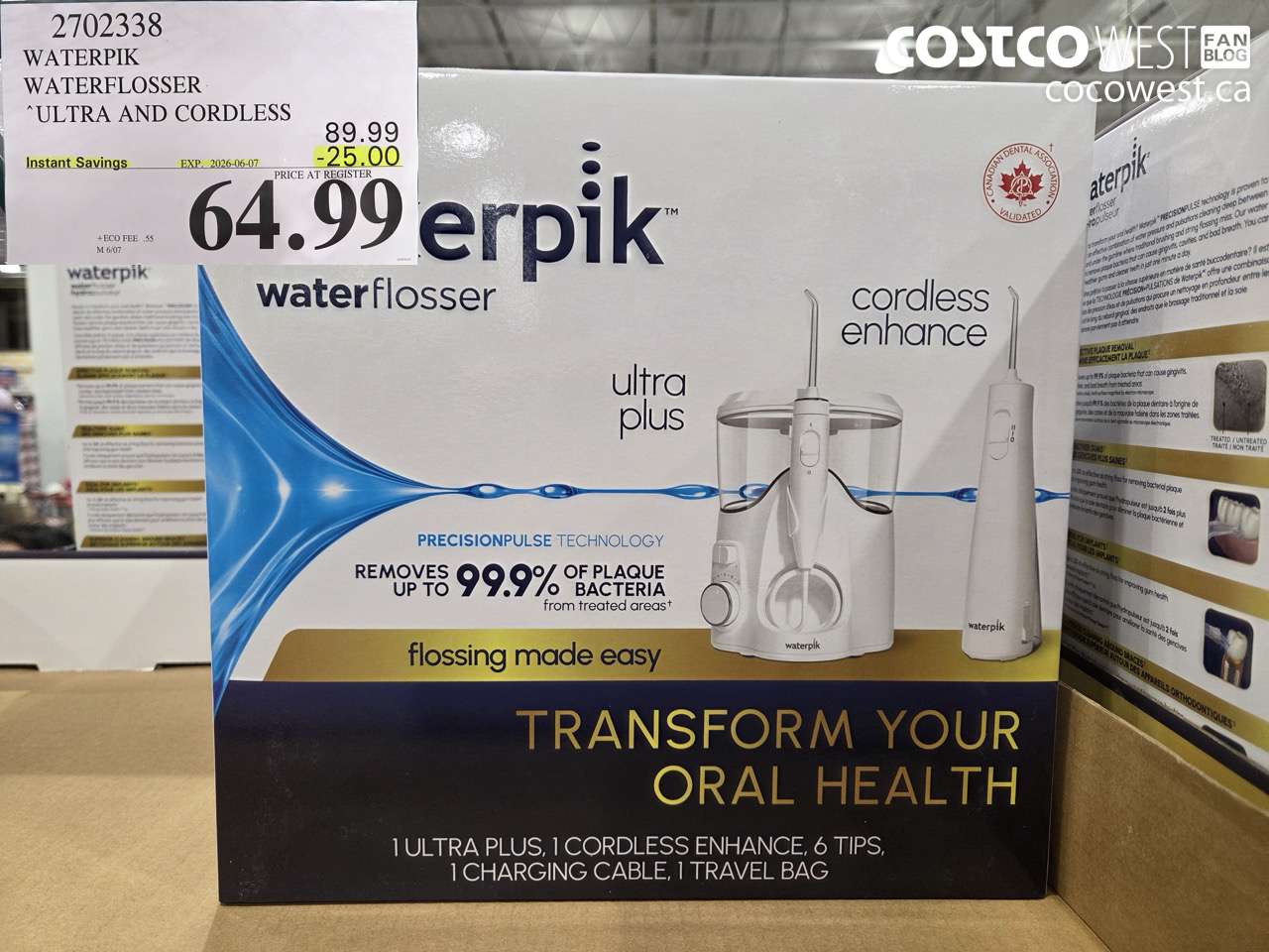 2702338 WATERPIK WATERFLOSSER ULTRA AND CORDLESS ($25.00 INSTANT SAVINGS EXPIRES ON 2026-06-07) $64.99