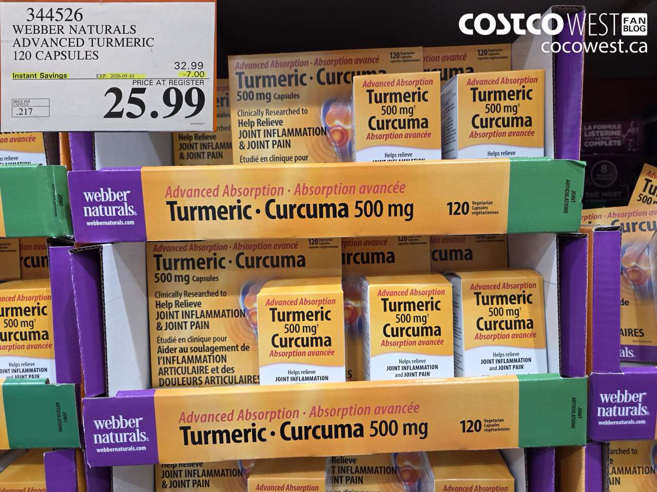 344526 WEBBER NATURALS ADVANCED TURMERIC 120 CAPSULES ($7.00 INSTANT SAVINGS EXPIRES ON 2026-05-10) $25.99