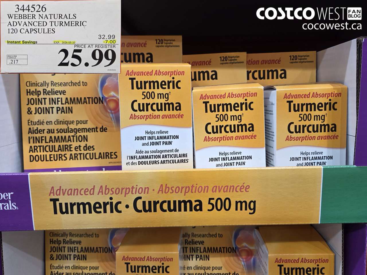 344526 WEBBER NATURALS ADVANCED TURMERIC 120 CAPSULES ($7.00 INSTANT SAVINGS EXPIRES ON 2026-05-10) $25.99