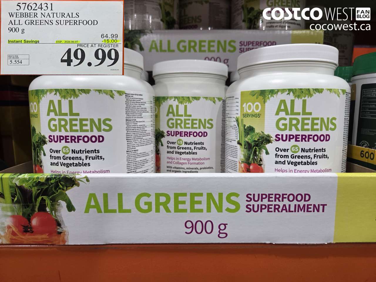 5762431 WEBBER NATURALS ALL GREENS SUPERFOOD 900 G ($15.00 INSTANT SAVINGS EXPIRES ON 2026-06-07) $49.99