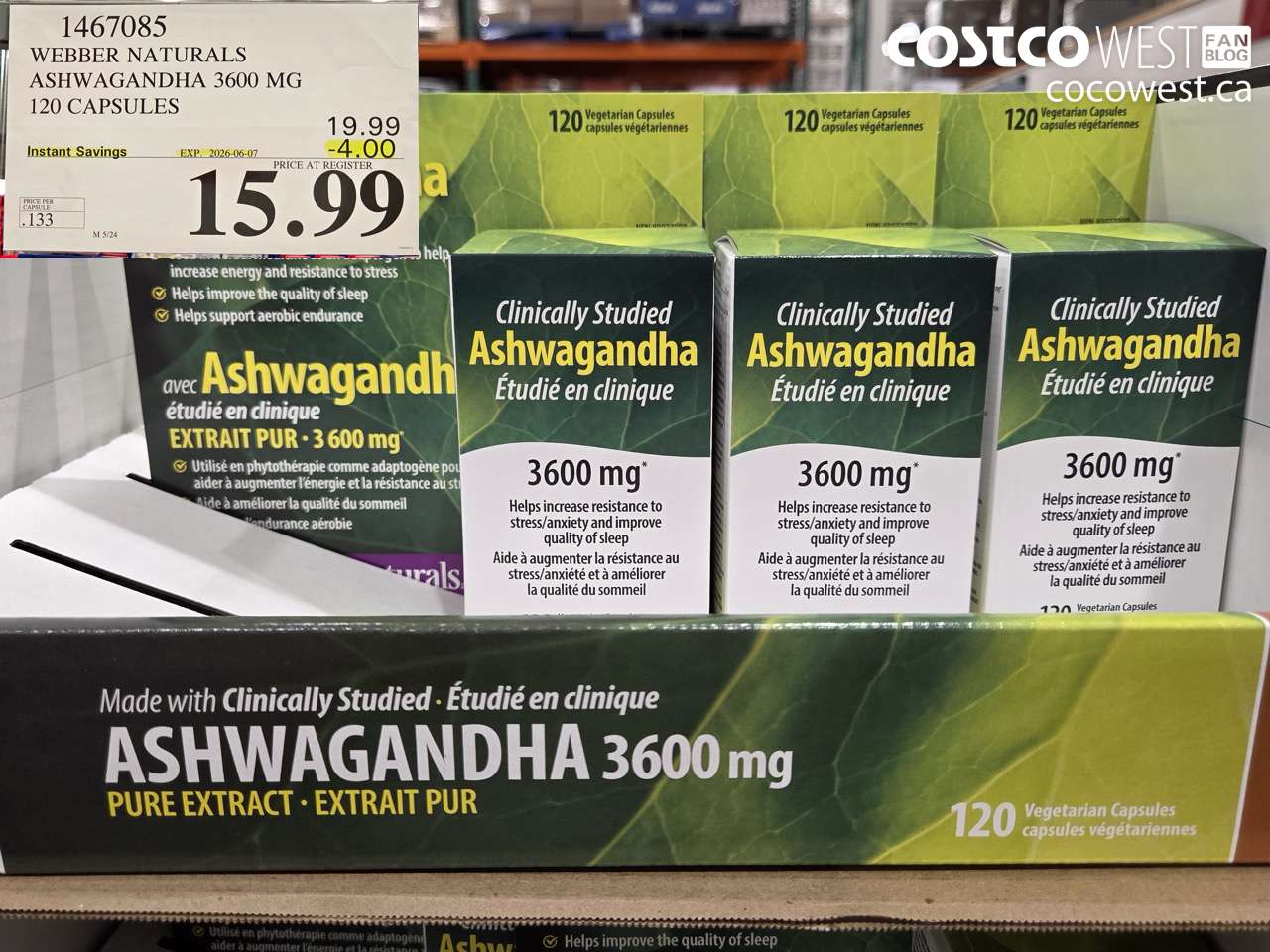 1467085 WEBBER NATURALS ASHWAGANDHA 3600 MG 120 CAPSULES ($4.00 INSTANT SAVINGS EXPIRES ON 2026-06-07) $15.99