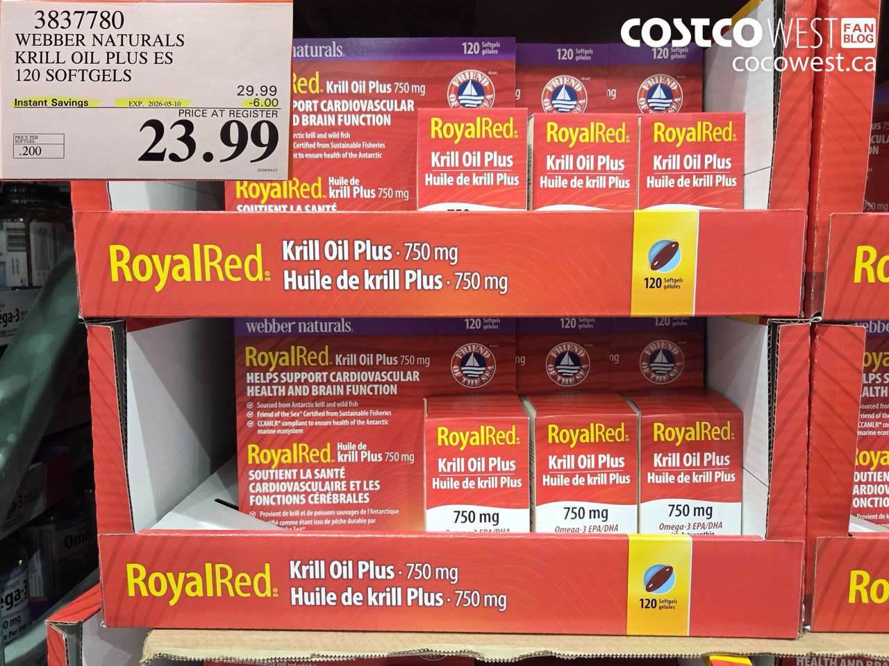 3837780 WEBBER NATURALS KRILL OIL PLUS ES 120 SOFTGELS ($6.00 INSTANT SAVINGS EXPIRES ON 2026-05-10) $23.99
