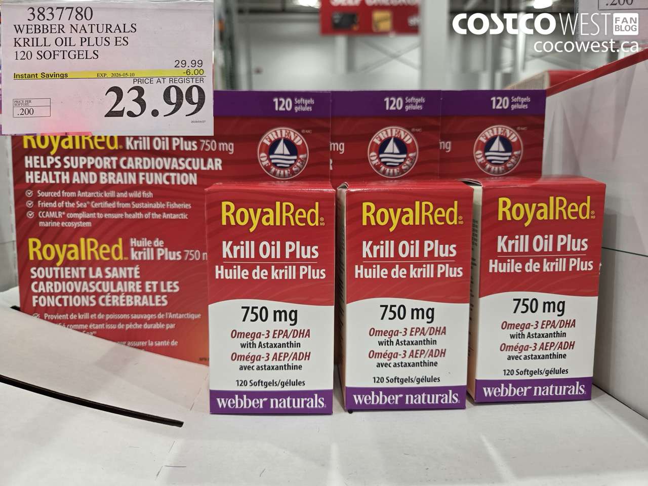 3837780 WEBBER NATURALS KRILL OIL PLUS ES 120 SOFTGELS ($6.00 INSTANT SAVINGS EXPIRES ON 2026-05-10) $23.99