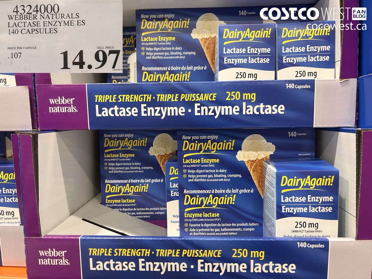 4324000 WEBBER NATURALS LACTASE ENZYME ES 140 CAPSULES $14.97