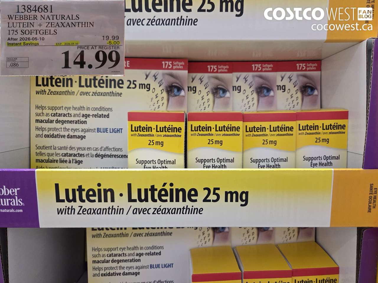 1384681 WEBBER NATURALS LUTEIN + ZEAXANTHIN 175 SOFTGELS ($5.00 INSTANT SAVINGS EXPIRES ON 2026-05-10) $14.99