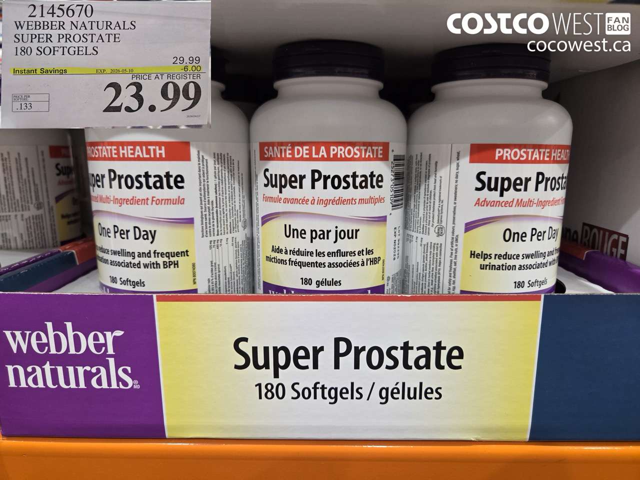 2145670 WEBBER NATURALS SUPER PROSTATE 180 SOFTGELS ($6.00 INSTANT SAVINGS EXPIRES ON 2026-05-10) $23.99
