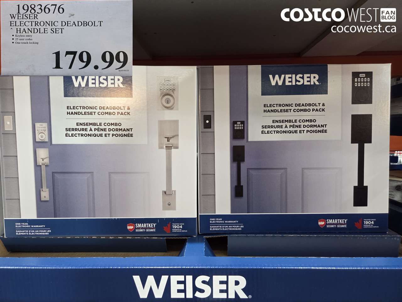 1983676 WEISER ELECTRONIC DEADBOLT HANDLE SET $179.99