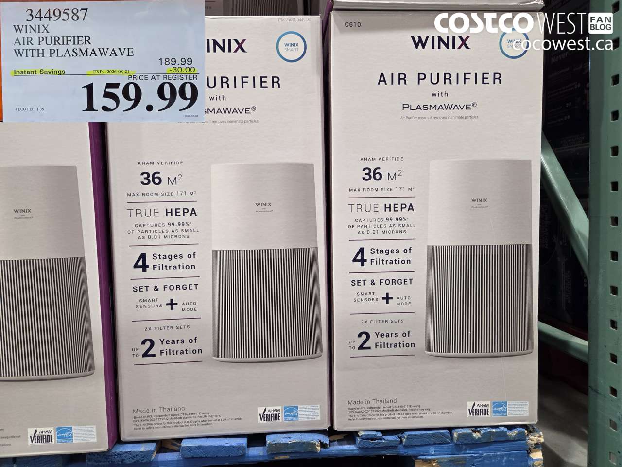 3449587 WINIX AIR PURIFIER WITH PLASMAWAVE ($30.00 INSTANT SAVINGS EXPIRES ON 2026-08-21) $159.99