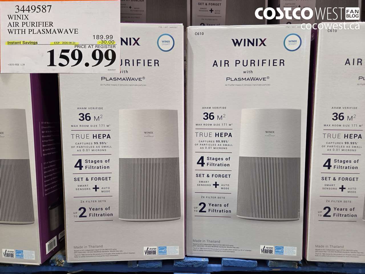 3449587 WINIX AIR PURIFIER WITH PLASMAWAVE ($30.00 INSTANT SAVINGS EXPIRES ON 2026-08-21) $159.99