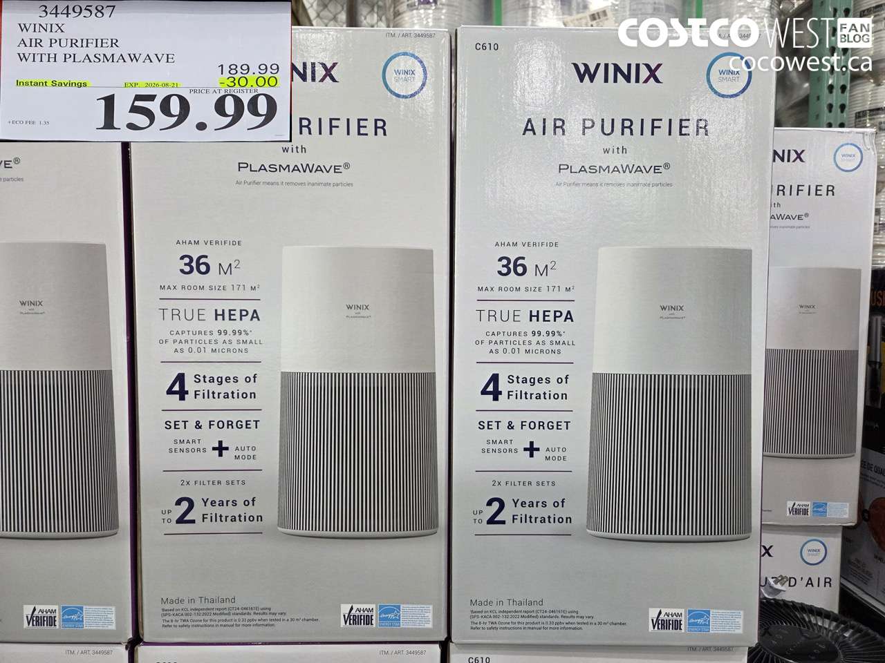 3449587 WINIX AIR PURIFIER WITH PLASMAWAVE ($30.00 INSTANT SAVINGS EXPIRES ON 2026-08-21) $159.99
