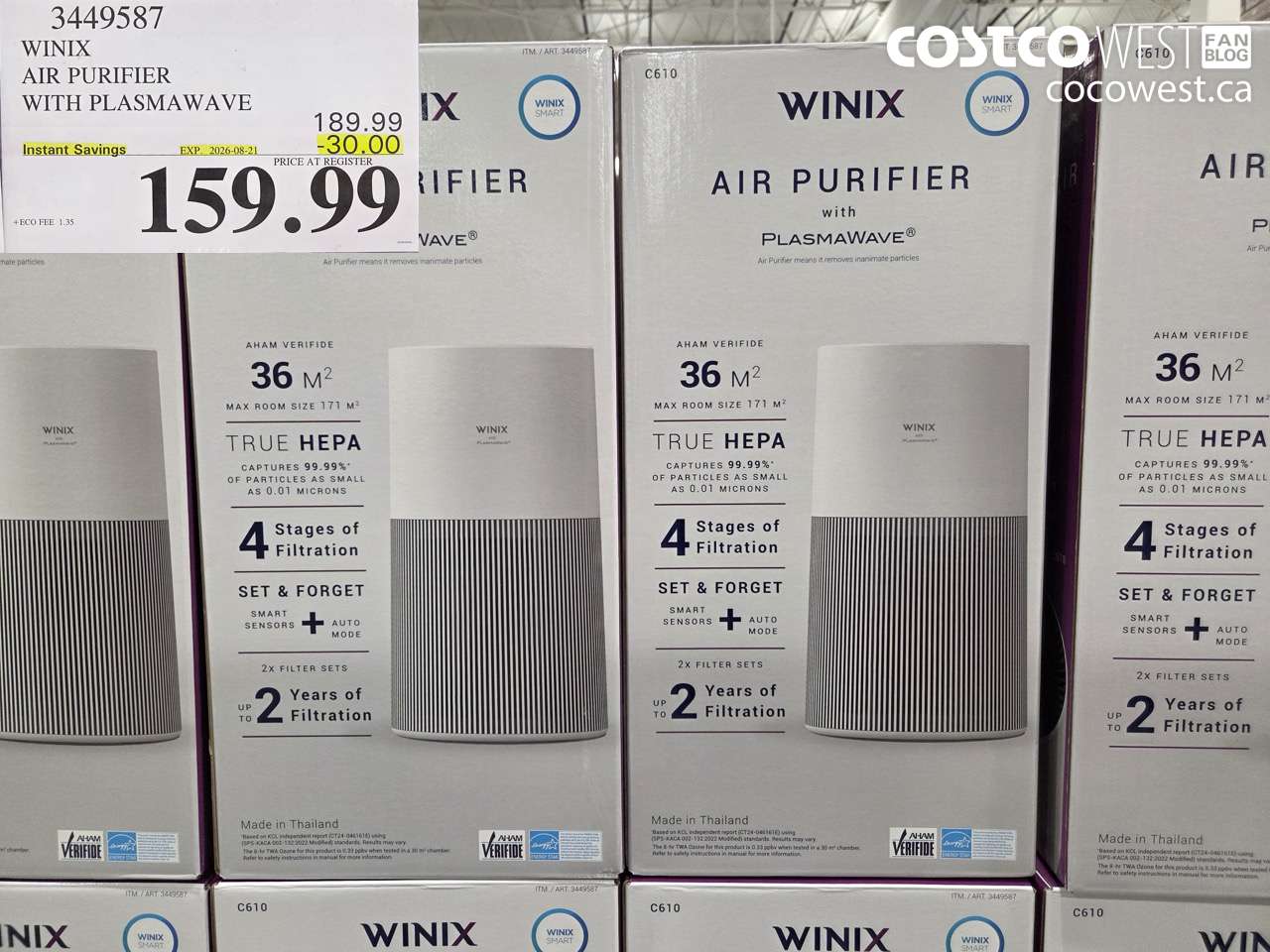 3449587 WINIX AIR PURIFIER WITH PLASMAWAVE ($30.00 INSTANT SAVINGS EXPIRES ON 2026-08-21) $159.99
