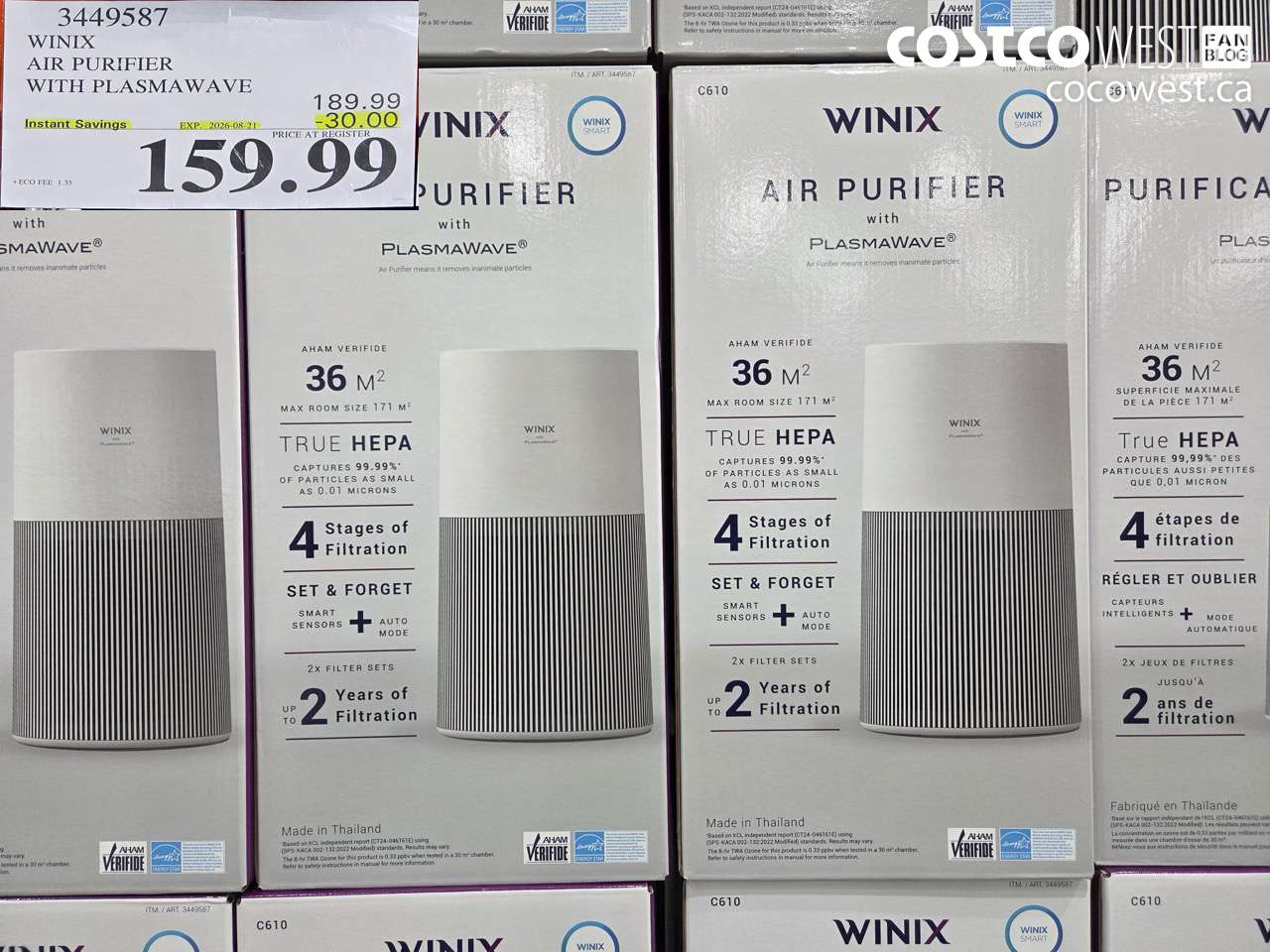 3449587 WINIX AIR PURIFIER WITH PLASMAWAVE ($30.00 INSTANT SAVINGS EXPIRES ON 2026-08-21) $159.99