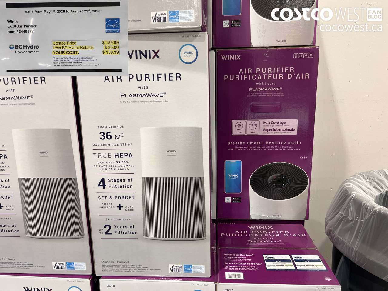 3449587 WINIX C610 AIR PURIFIER ($30.00 INSTANT SAVINGS EXPIRES ON 2026-08-21) $159.99