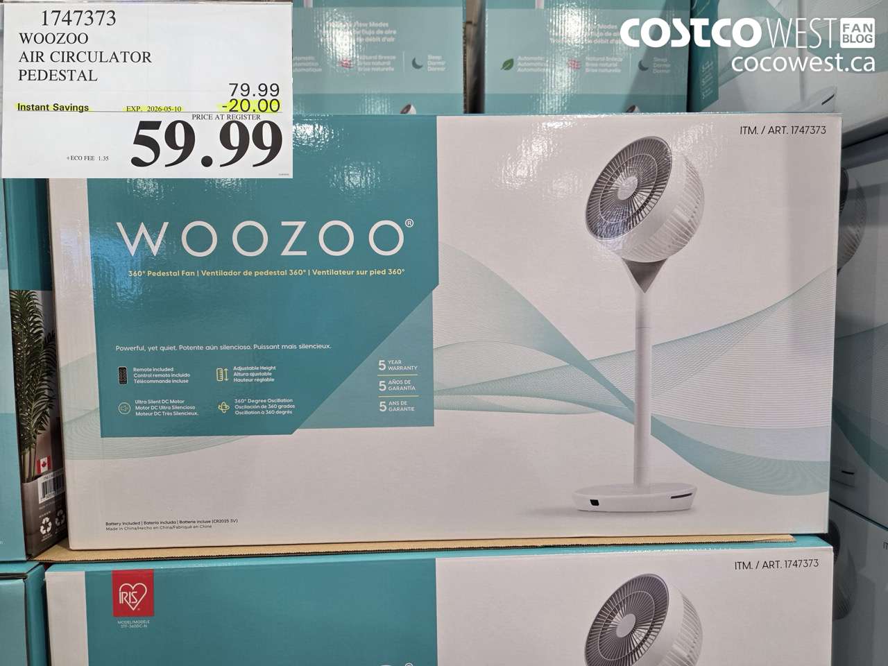 1747373 WOOZOO AIR CIRCULATOR PEDESTAL ($20.00 INSTANT SAVINGS EXPIRES ON 2026-05-10) $59.99