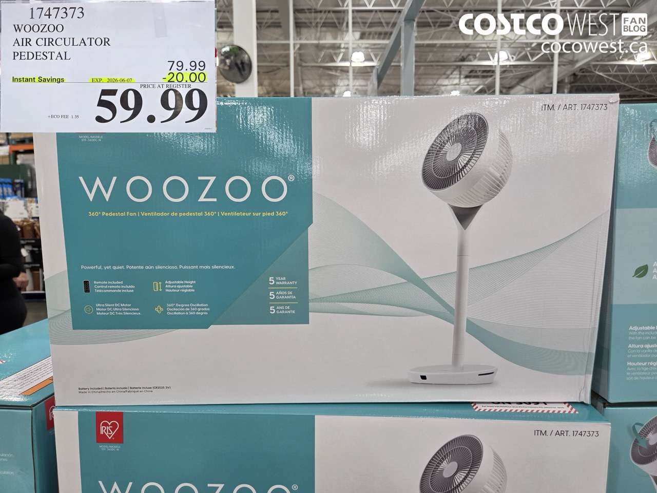 1747373 WOOZOO AIR CIRCULATOR PEDESTAL ($20.00 INSTANT SAVINGS EXPIRES ON 2026-06-07) $59.99