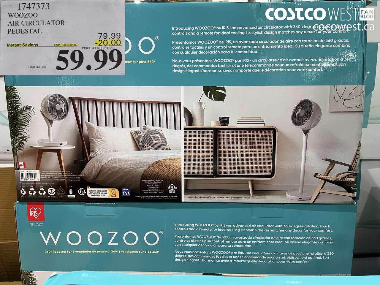 1747373 WOOZOO AIR CIRCULATOR PEDESTAL ($20.00 INSTANT SAVINGS EXPIRES ON 2026-06-07) $59.99