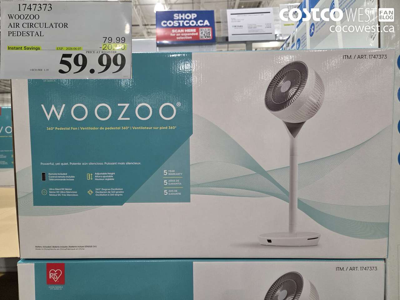 1747373 WOOZOO AIR CIRCULATOR PEDESTAL ($20.00 INSTANT SAVINGS EXPIRES ON 2026-06-07) $59.99