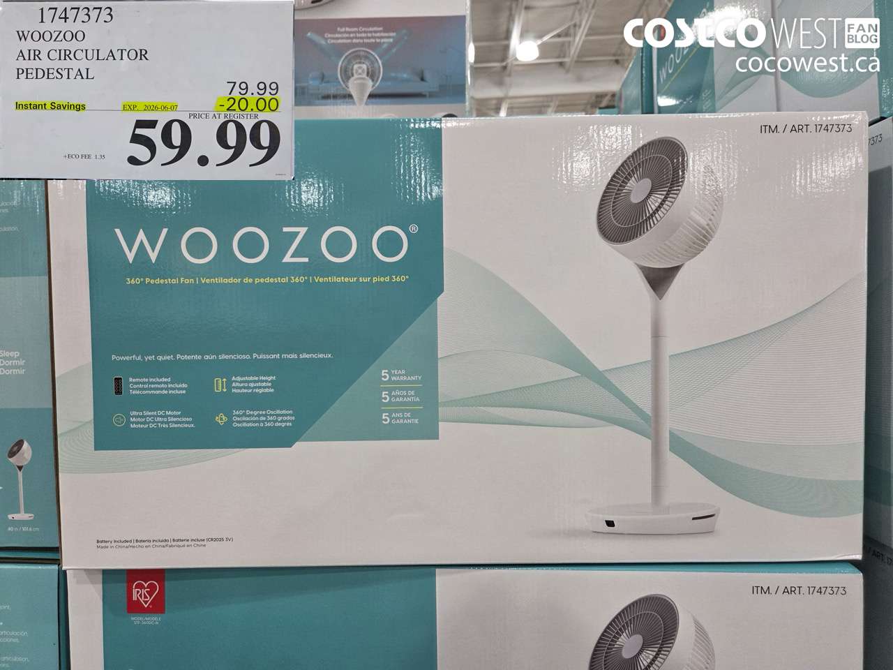 1747373 WOOZOO AIR CIRCULATOR PEDESTAL ($20.00 INSTANT SAVINGS EXPIRES ON 2026-06-07) $59.99