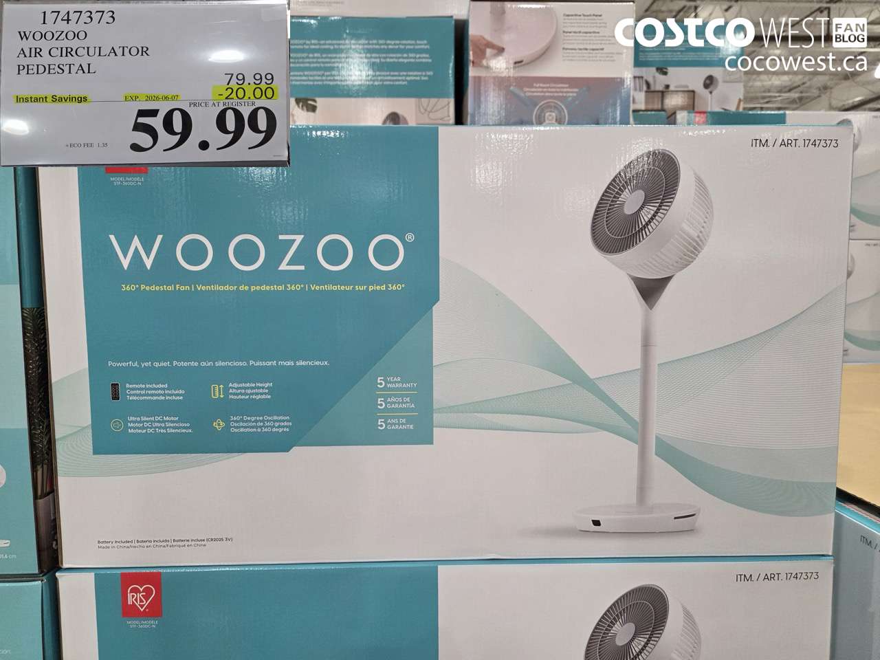 1747373 WOOZOO AIR CIRCULATOR PEDESTAL ($20.00 INSTANT SAVINGS EXPIRES ON 2026-06-07) $59.99
