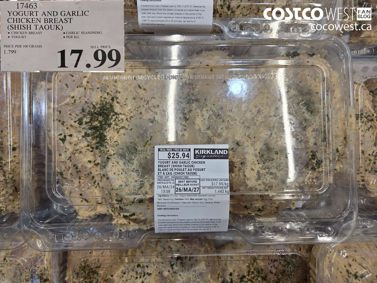 17463 YOGURT AND GARLIC CHICKEN BREAST (SHISH TAOUK) $17.99