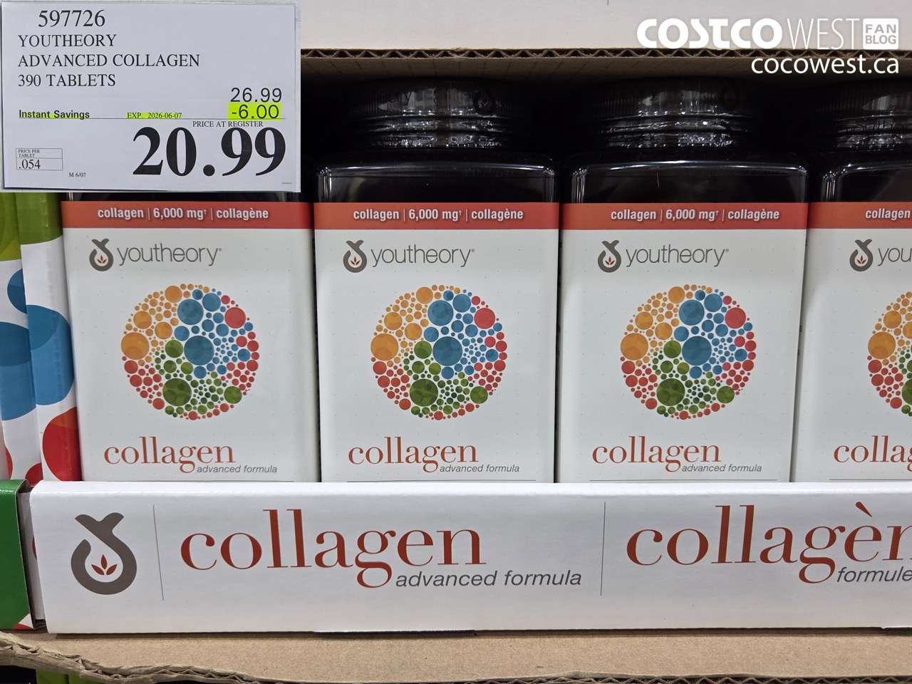 597726 YOUTHEORY ADVANCED COLLAGEN 390 TABLETS ($6.00 INSTANT SAVINGS EXPIRES ON 2026-06-07) $20.99