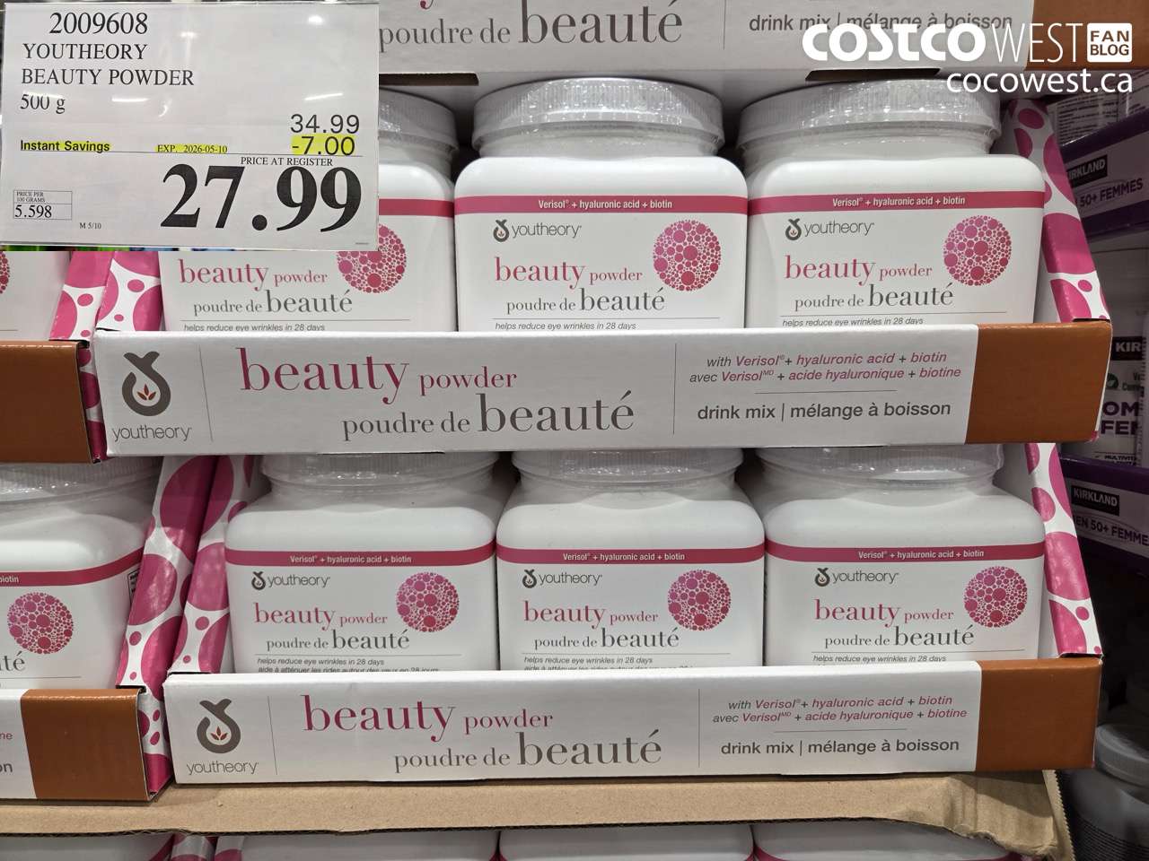 2009608 YOUTHEORY BEAUTY POWDER 500 G ($7.00 INSTANT SAVINGS EXPIRES ON 2026-05-10) $27.99