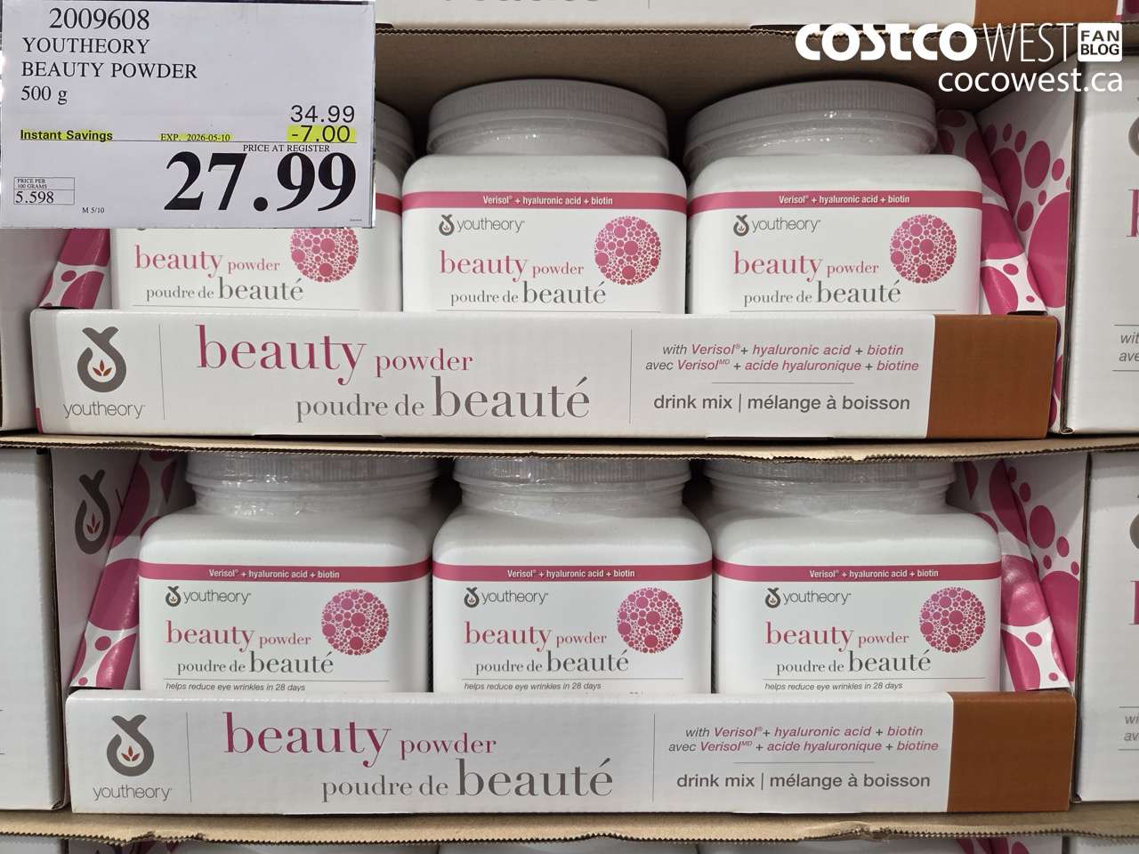 2009608 YOUTHEORY BEAUTY POWDER 500 G ($7.00 INSTANT SAVINGS EXPIRES ON 2026-05-10) $27.99