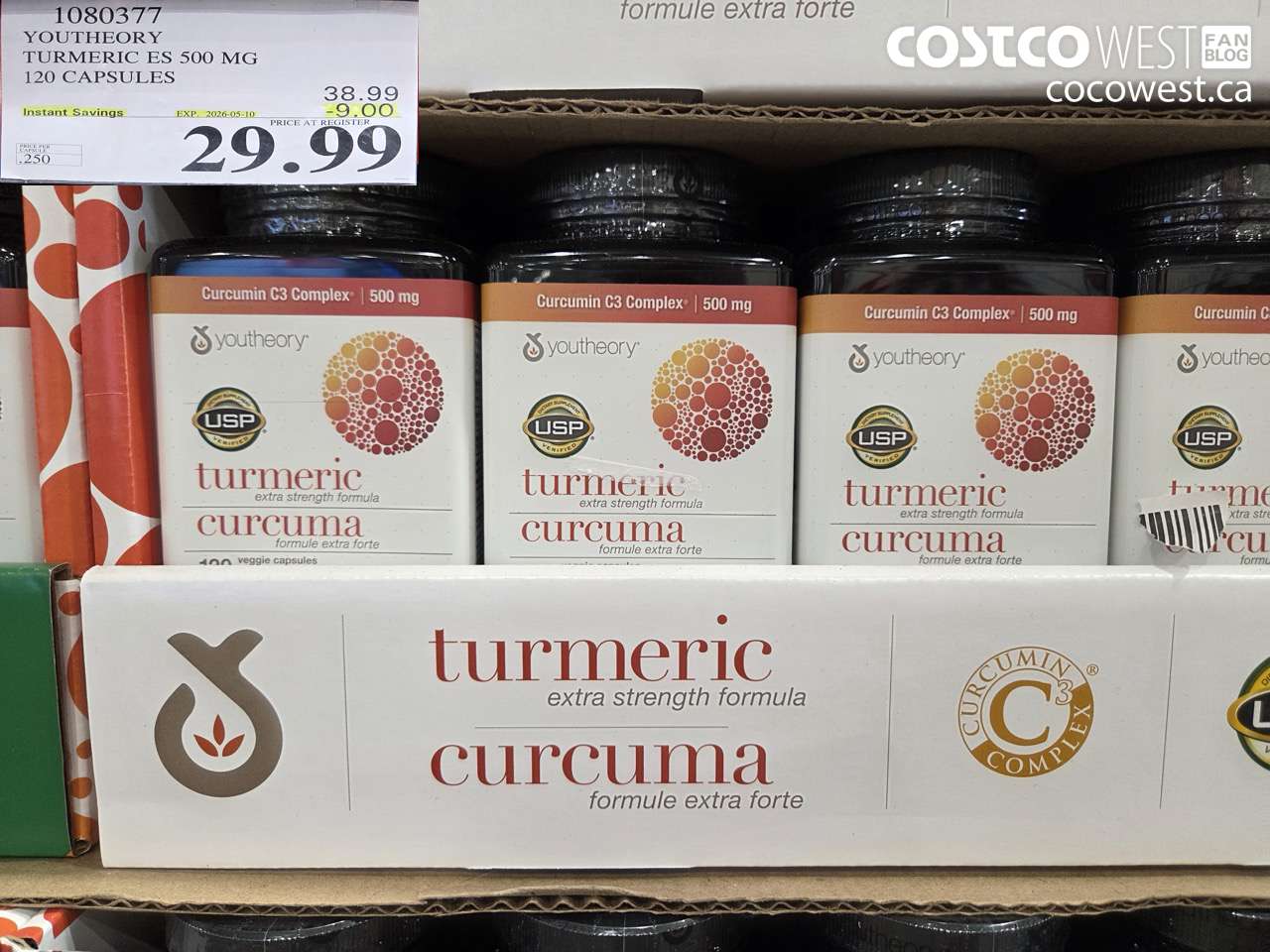 1080377 YOUTHEORY TURMERIC ES 500 MG 120 CAPSULES ($9.00 INSTANT SAVINGS EXPIRES ON 2026-05-10) $29.99