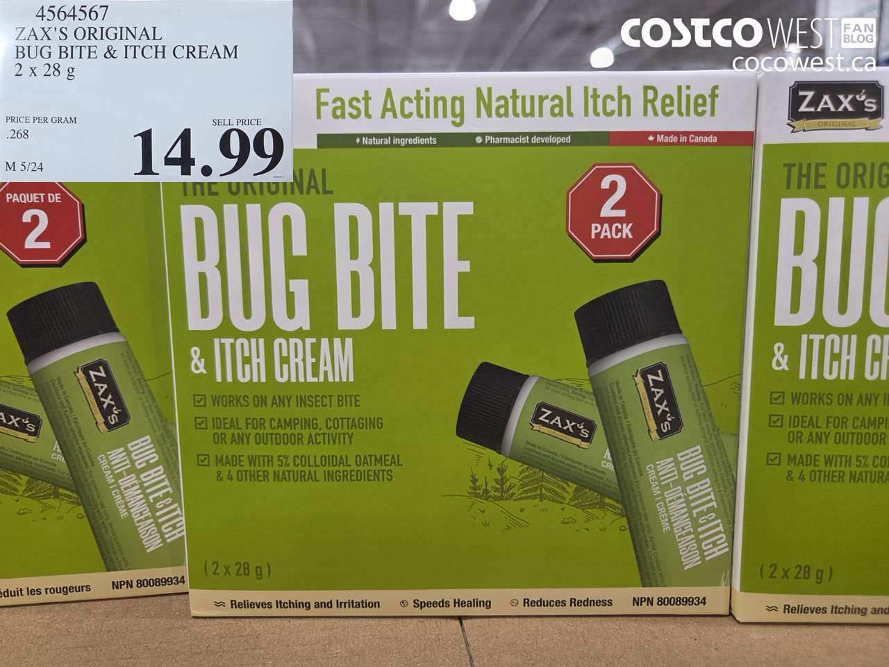 4564567 ZAX'S ORIGINAL BUG BITE & ITCH CREAM 2 X 28 G $14.99