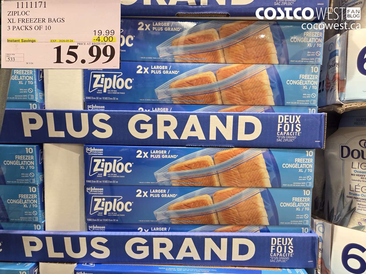 1111171 ZIPLOC XL FREEZER BAGS 3 PACKS OF 10 ($4.00 INSTANT SAVINGS EXPIRES ON 2026-05-24) $15.99