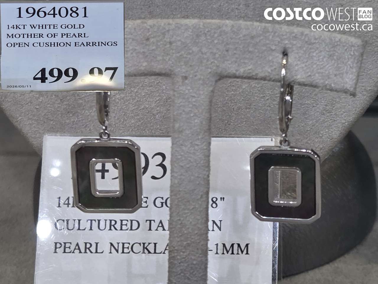 1964081 14KT WHITE GOLD MOTHER OF PEARL OPEN CUSHION EARRINGS $499.97