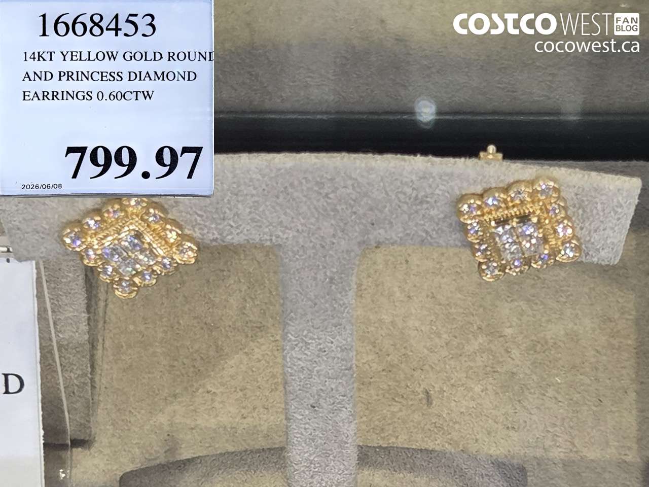 1668453 14KT YELLOW GOLD ROUND AND PRINCESS DIAMOND EARRINGS 0.60CTW $799.97