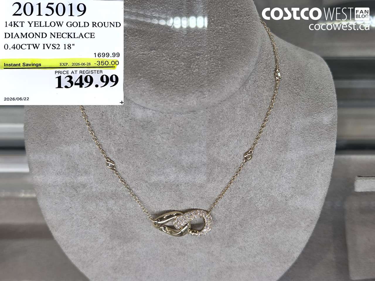 2015019 14KT YELLOW GOLD ROUND DIAMOND NECKLACE 0.40CTW IVS2 18