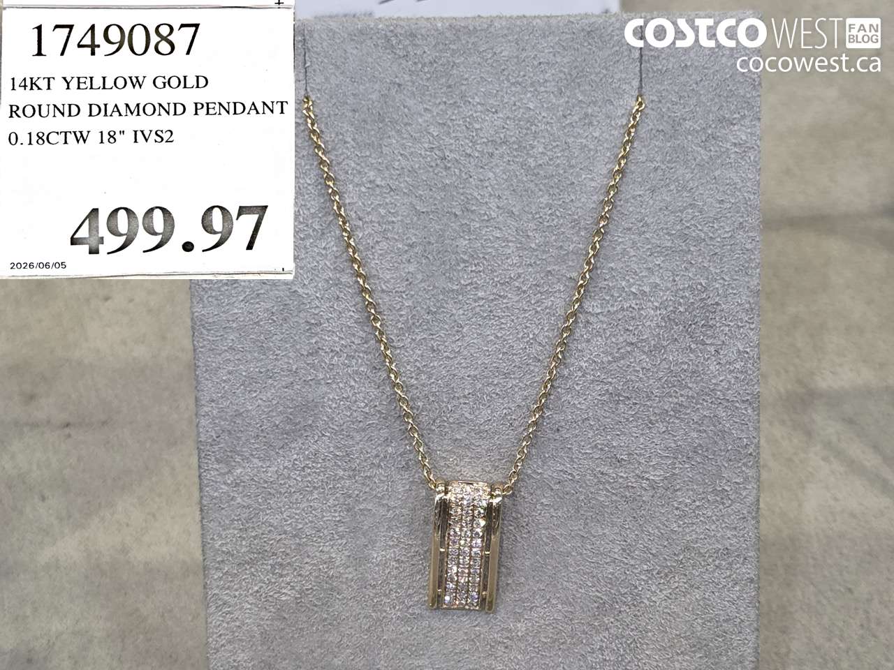1749087 14KT YELLOW GOLD ROUND DIAMOND PENDANT 0.18CTW 18