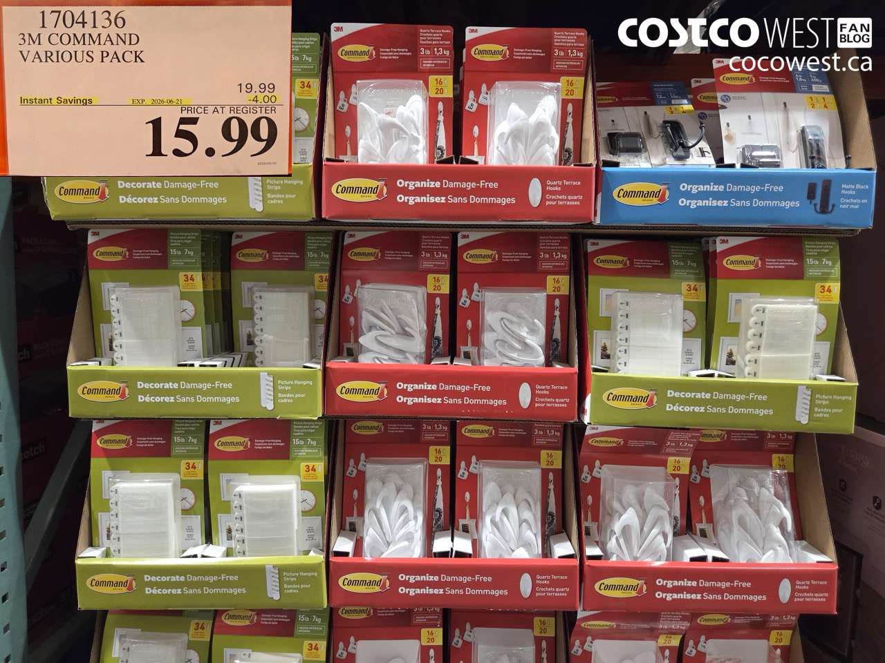 1704136 3M COMMAND VARIOUS PACK ($4.00 INSTANT SAVINGS EXPIRES ON 2026-06-21) $15.99