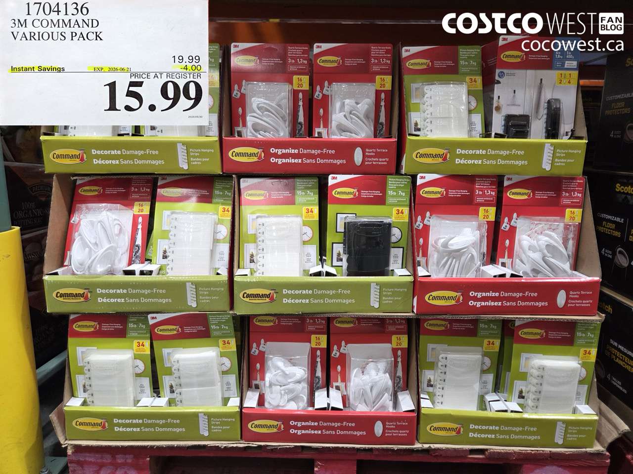1704136 3M COMMAND VARIOUS PACK ($4.00 INSTANT SAVINGS EXPIRES ON 2026-06-21) $15.99