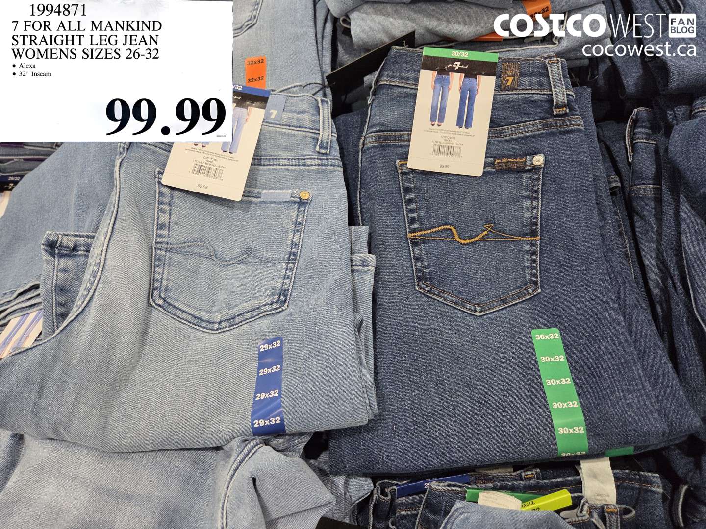 1994871 7 FOR ALL MANKIND STRAIGHT LEG JEAN WOMENS SIZES 26-32 $99.99