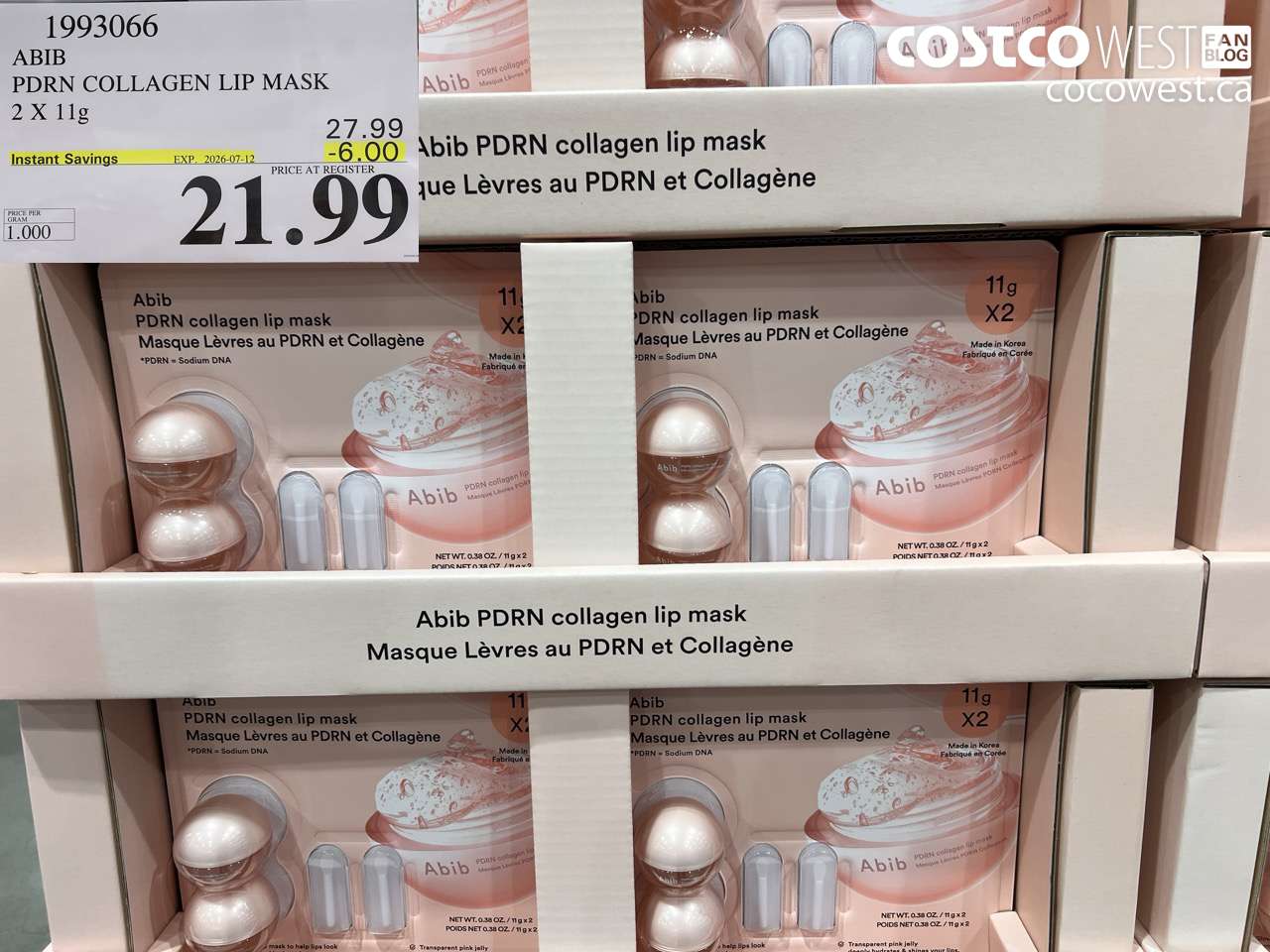 1993066 ABIB PDRN COLLAGEN LIP MASK 2 X 11G ($6.00 INSTANT SAVINGS EXPIRES ON 2026-07-12) $21.99