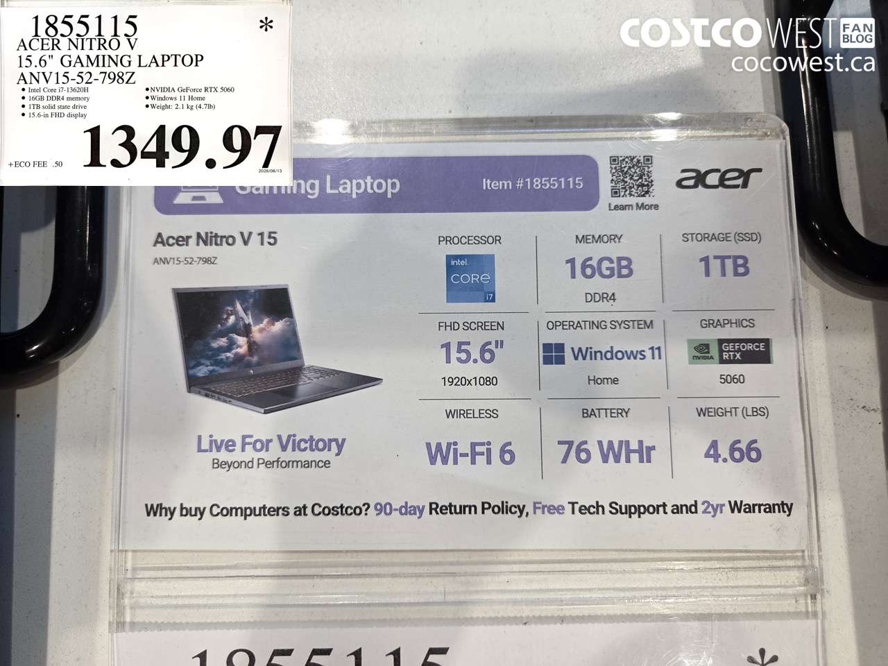 1855115 ACER NITRO V 15.6