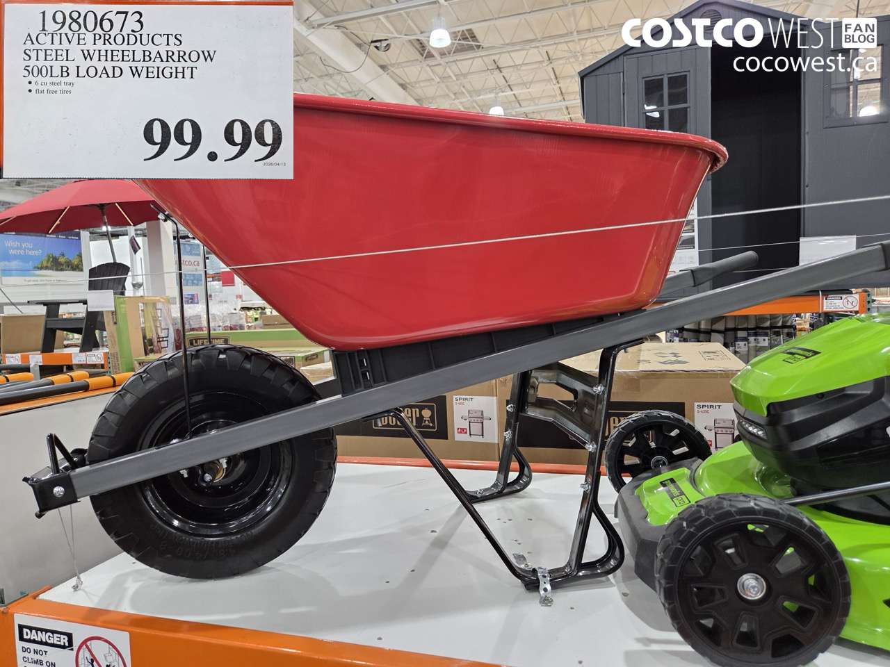 1980673 ACTIVE PRODUCTS STEEL WHEELBARROW 500LB LOAD WEIGHT $99.99