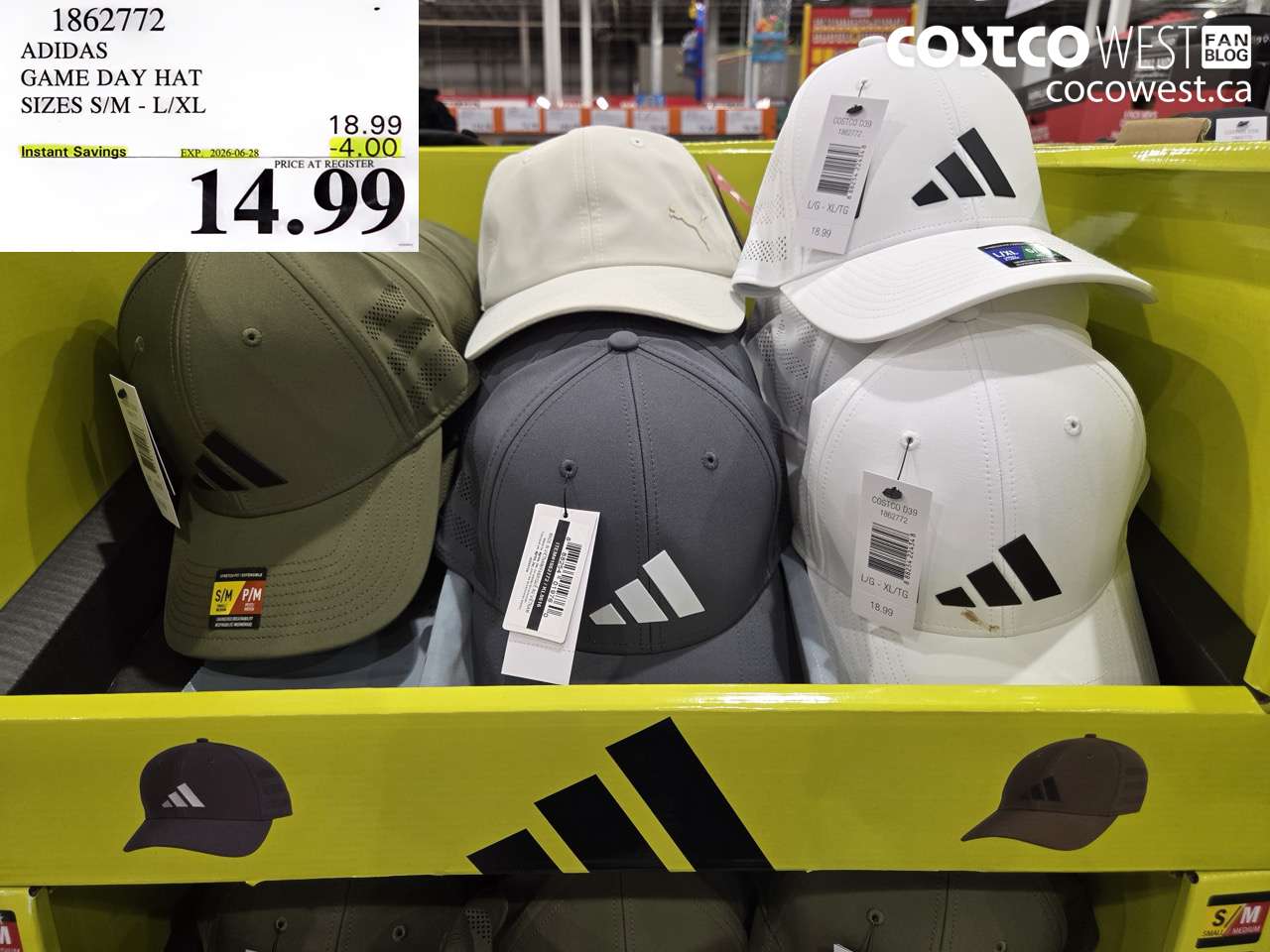 1862772 ADIDAS GAME DAY HAT SIZES S/M - L/XL ($4.00 INSTANT SAVINGS EXPIRES ON 2026-06-28) $14.99