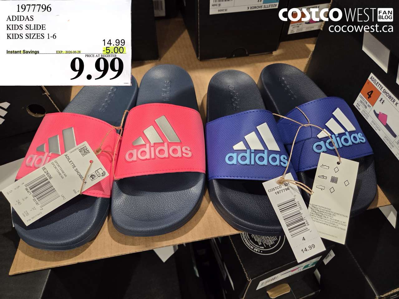 1977796 ADIDAS KIDS SLIDE KIDS SIZES 1-6 ($5.00 INSTANT SAVINGS EXPIRES ON 2026-06-28) $9.99